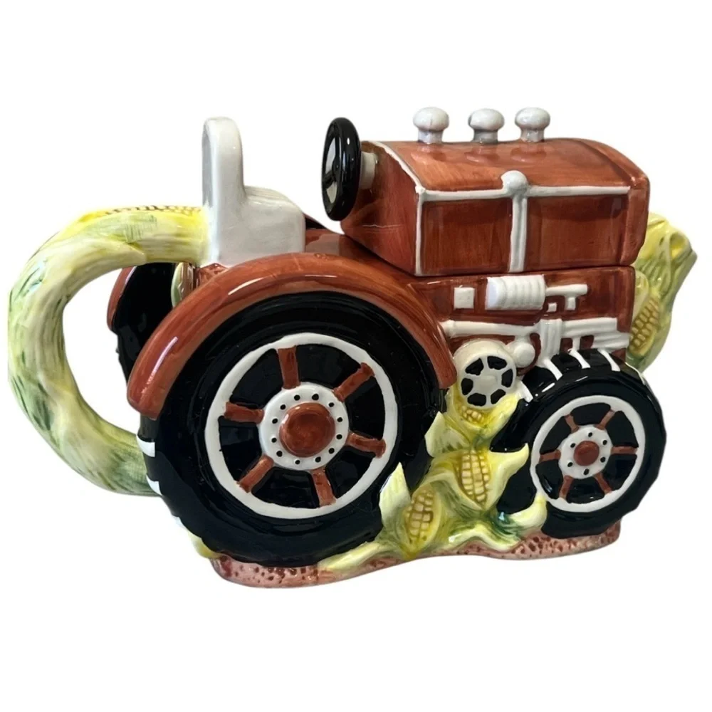 Jay Imports Red Tractor with Corn Tea Pot